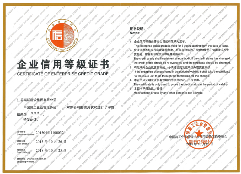 2015年企業(yè)AAA證書